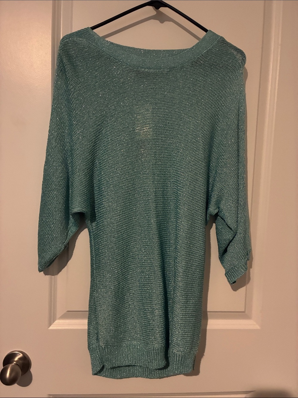 Women’s Lightweight Sea Green and Silver Knit Sweater